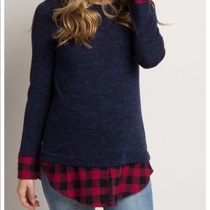 Pink blush navy blue sweater